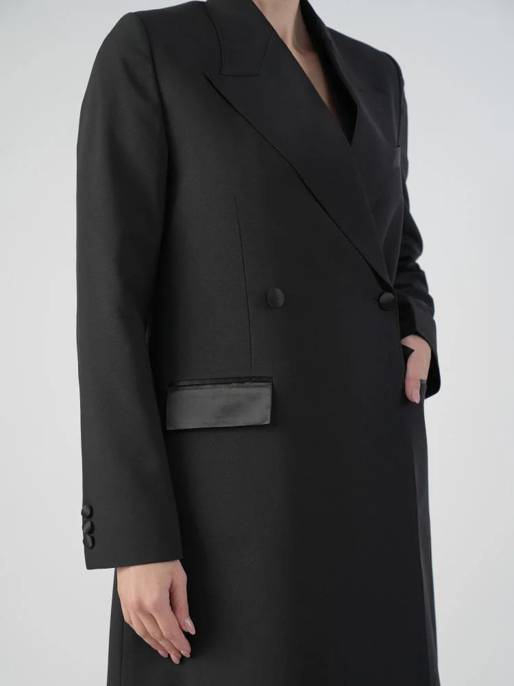 Classic formal blazer with satin overlay