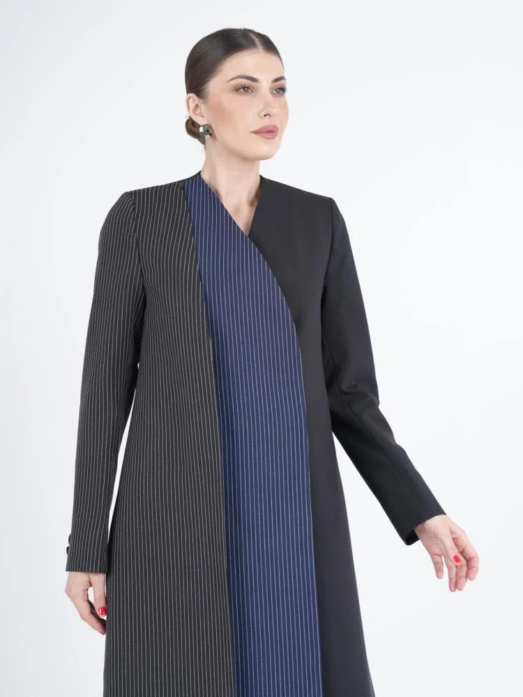Modern Colour Block Pinstripe Designer Abaya