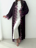 Purple Lace Open Abaya with Shaila