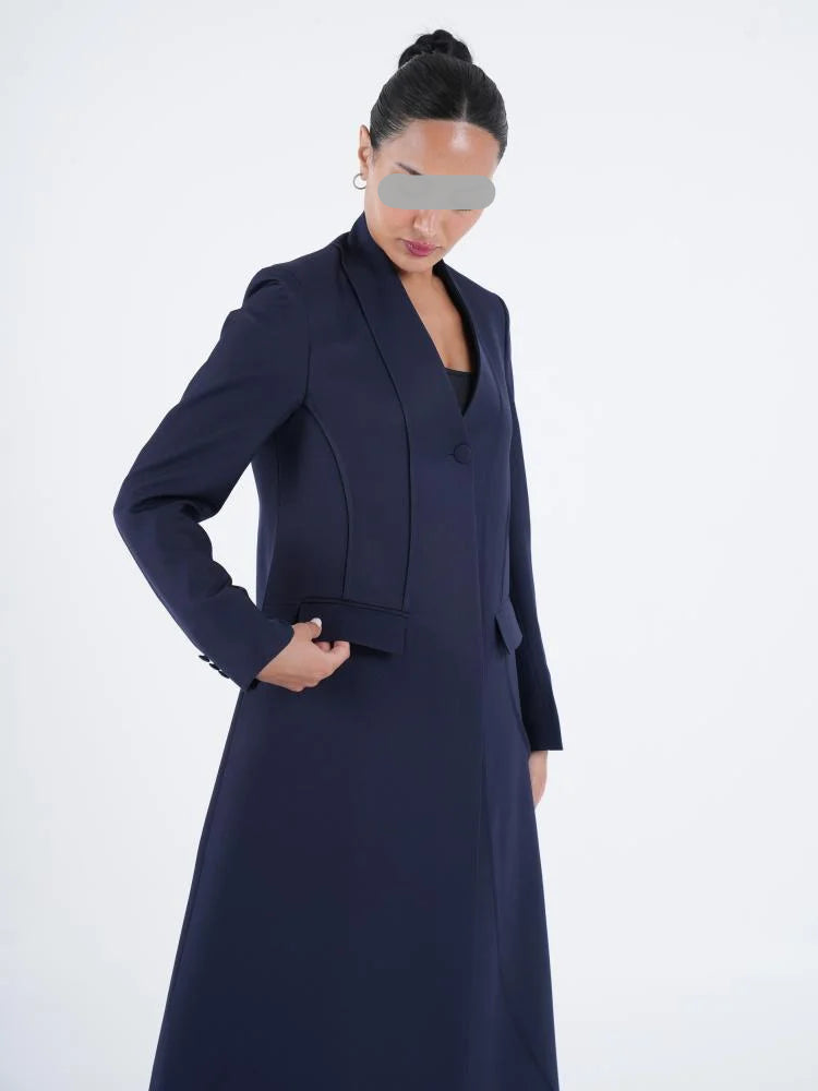 Premium Navy Blue Blazer Abaya with Matching Shaila