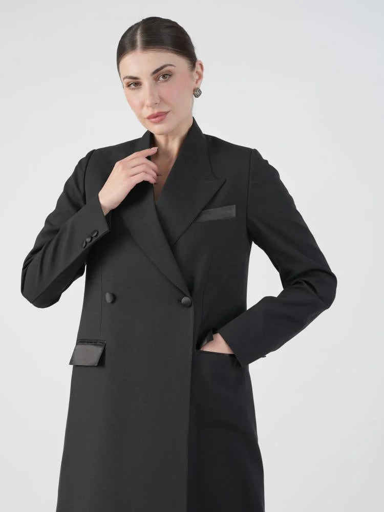 Classic formal blazer with satin overlay