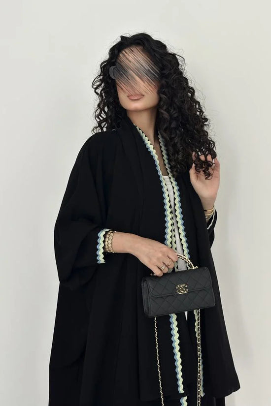 Black Relaxed-Fit Abaya with Contrasting Trim
