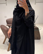 Abaya with Lace details BLACK