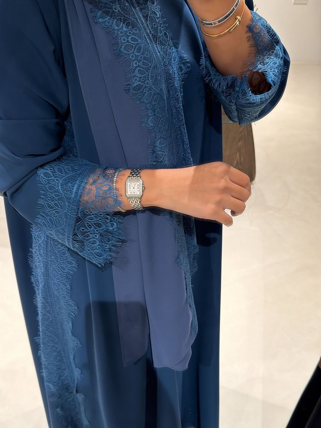 Abaya with Lace details Teal