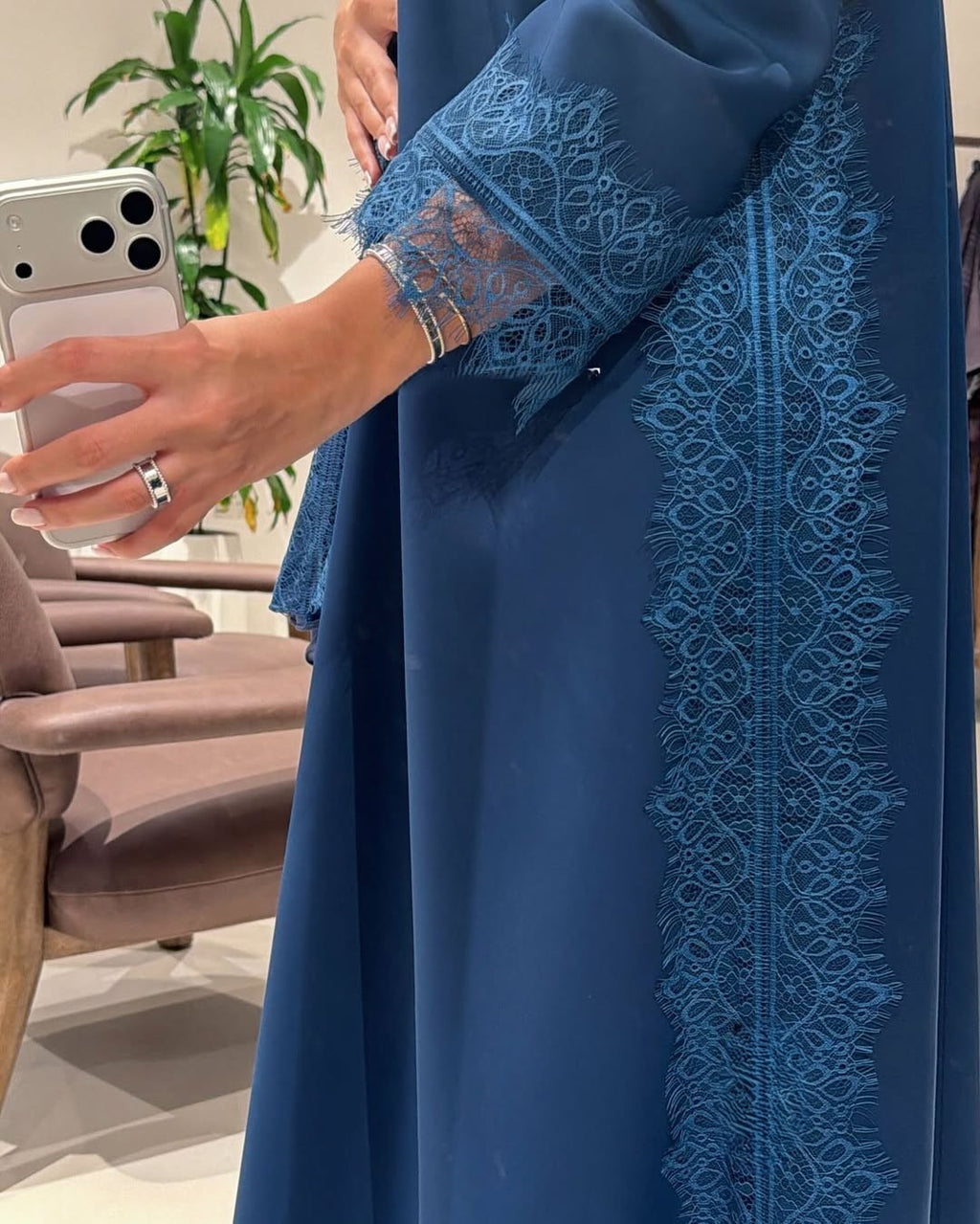 Abaya with Lace details Teal