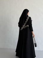 Black Abaya with Leaf Embroidery