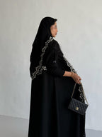 Black Abaya with Leaf Embroidery