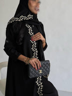 Black Abaya with Leaf Embroidery
