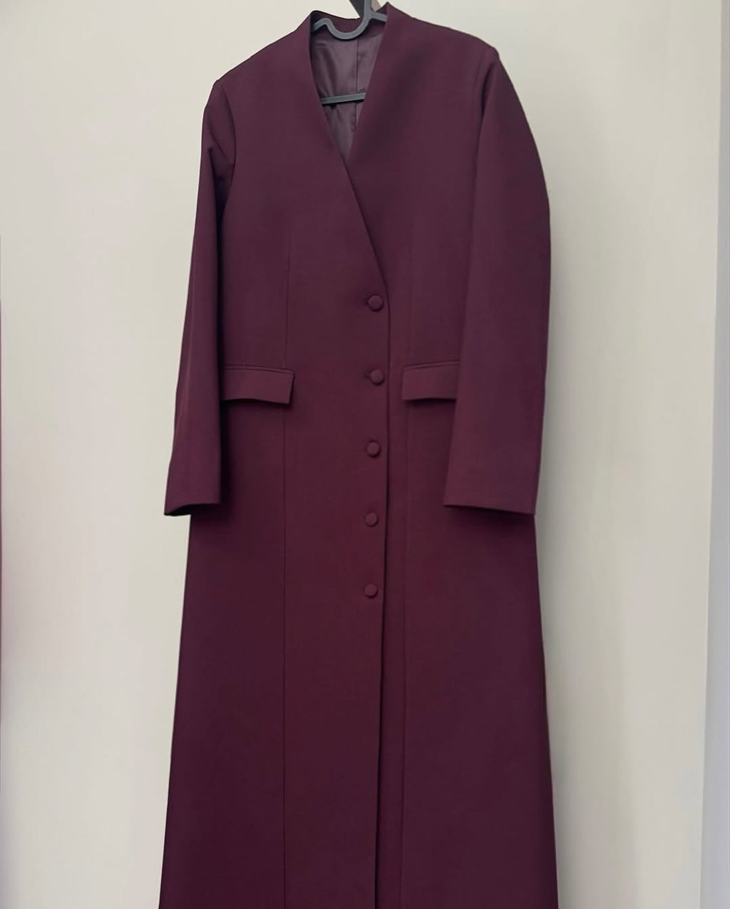 Plum Buttoned Abaya with Pocket Detail
