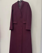 Plum Buttoned Abaya with Pocket Detail