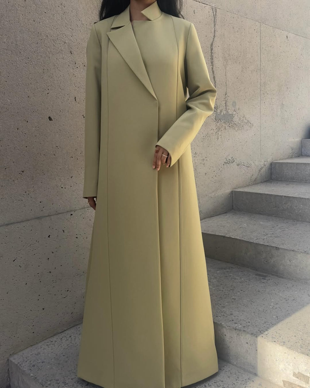 Sage Structured Coat Style Abaya with Shaila