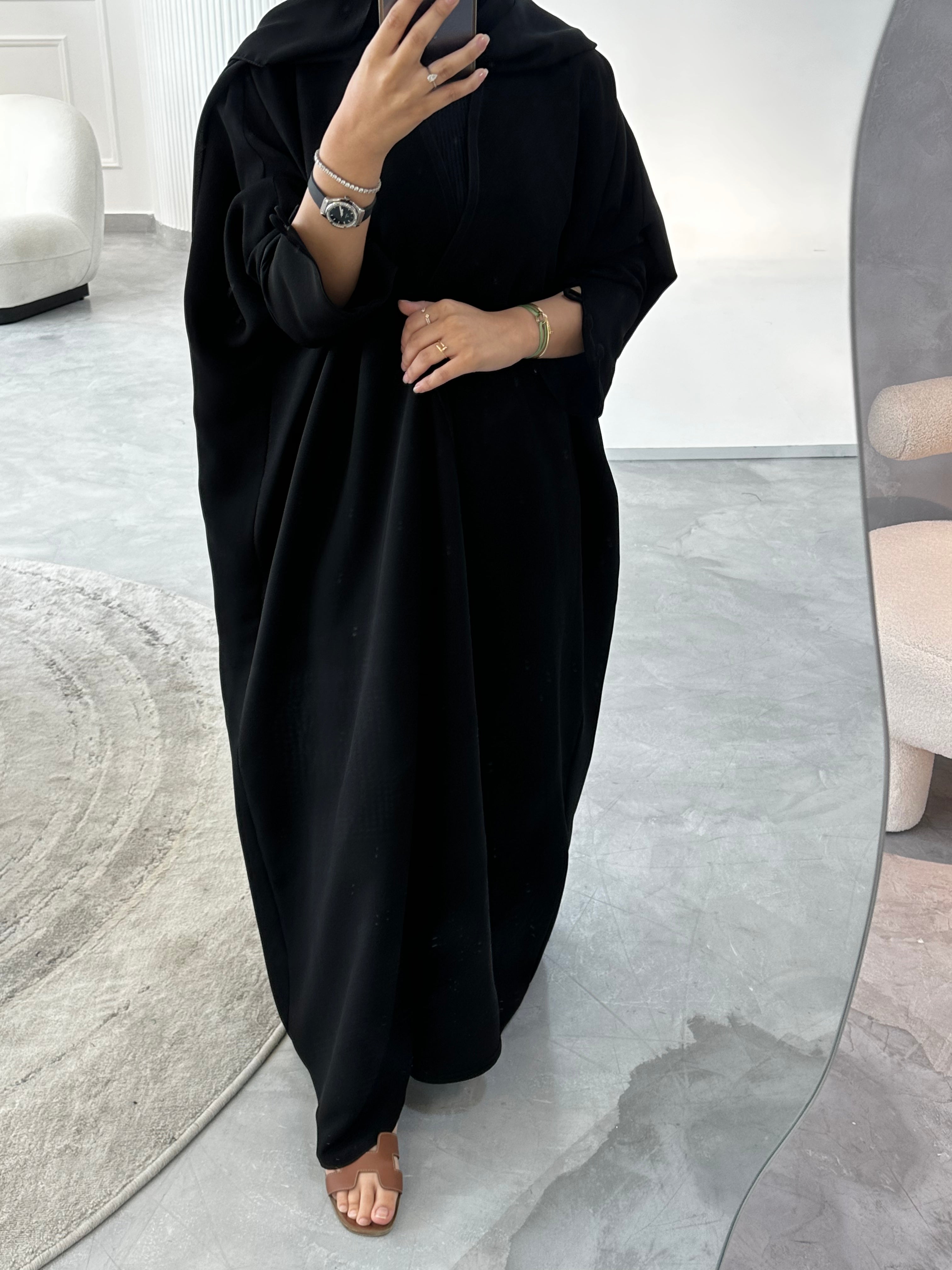 Black buttons classic Abaya