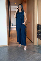 Navy Blouse and Pants Set
