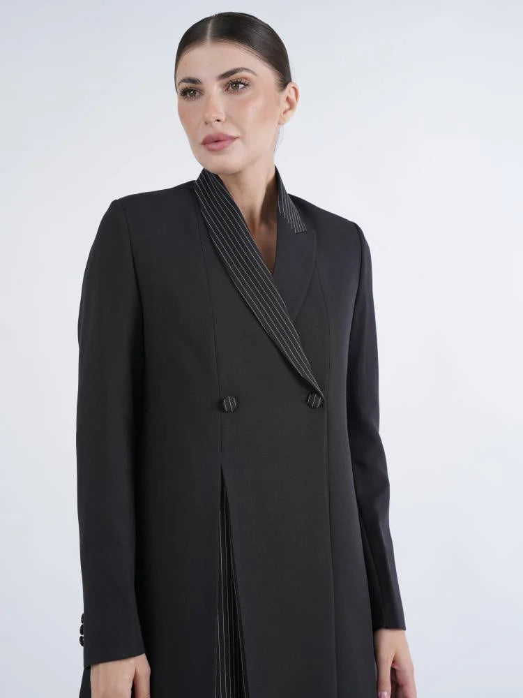 Black Blazer Abaya with Rear Opening