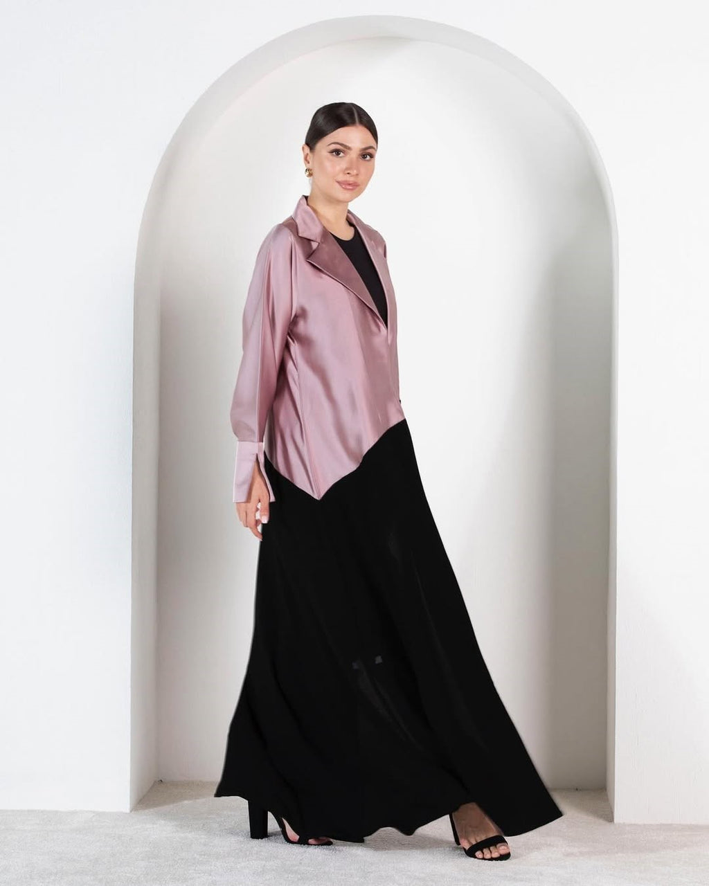 Blazer Satin with Crepe Abaya - Mauve