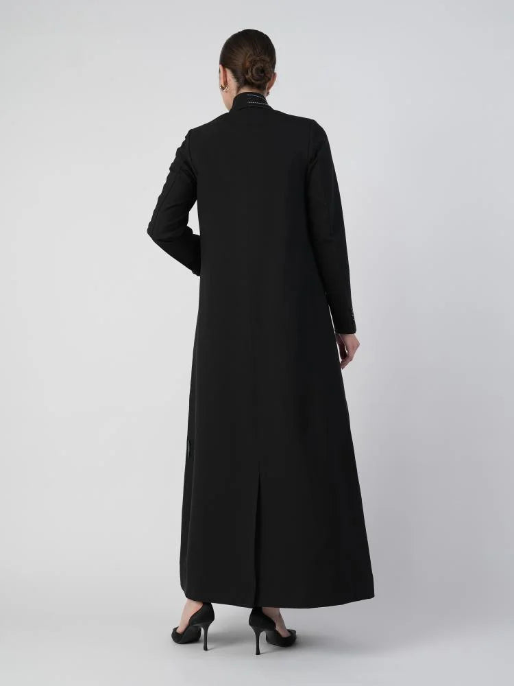 Black Blazer Abaya with Rear Opening