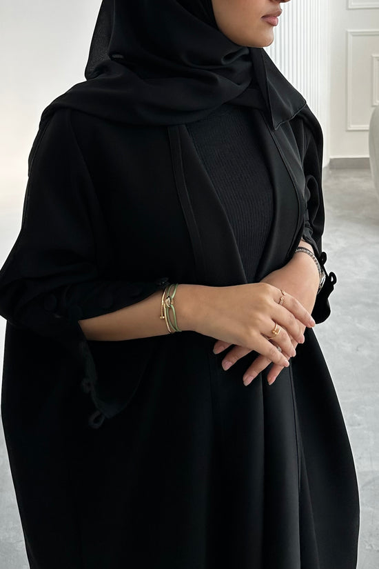 Black buttons classic Abaya