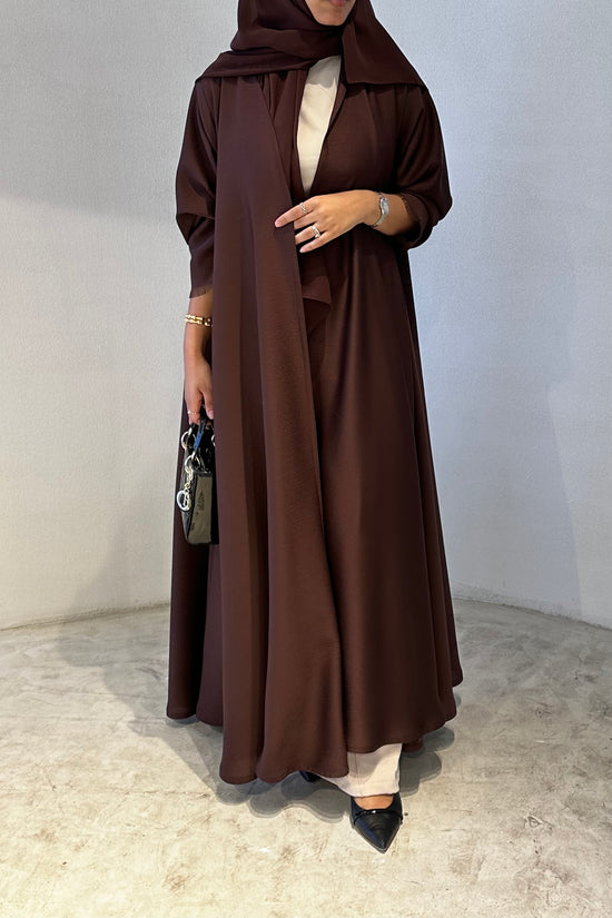 Cloche Cut Abaya - Brown
