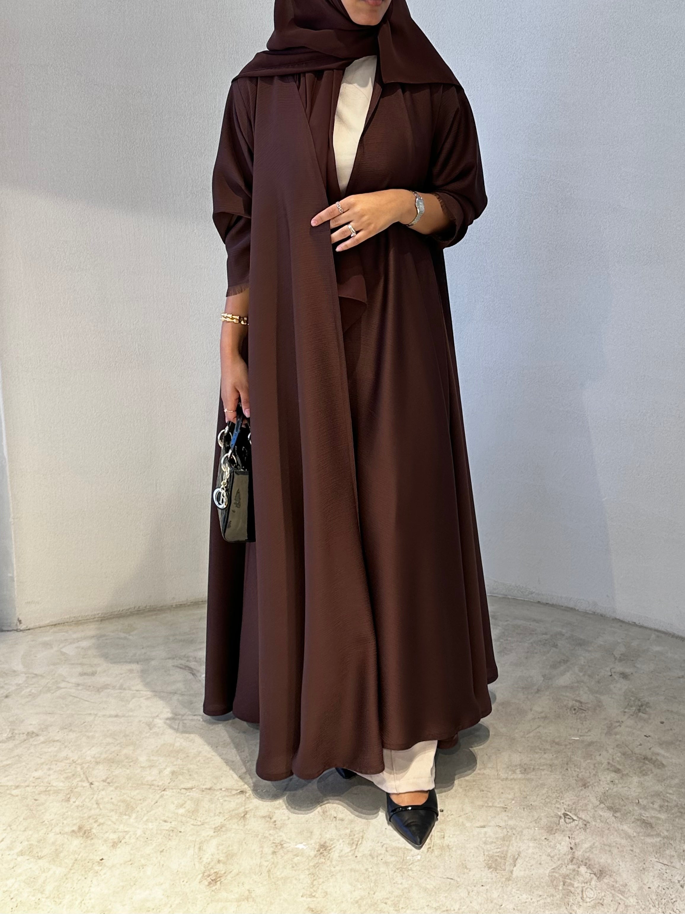 Cloche Cut Abaya - Brown