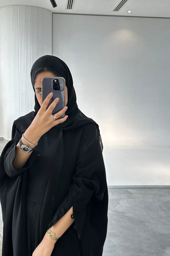 Black buttons classic Abaya