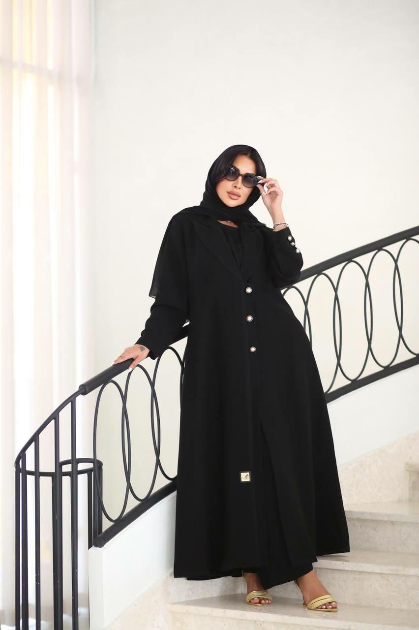 Black Blazer Abaya with Buttons