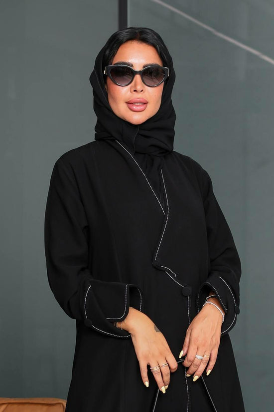 Black Abaya with Thread Details