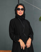 Black Abaya with Thread Details