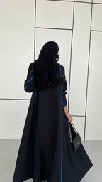 Black with Blue Blazer Abaya