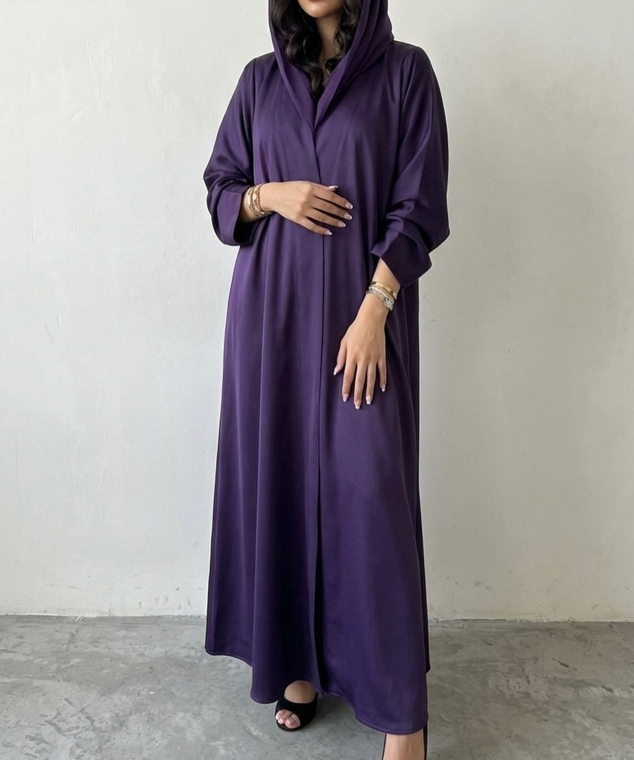 Elegant Plum Abaya with Matching Shaila