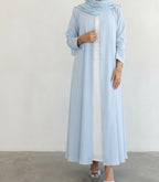 Sky Blue Abaya Set with Matching Hijab