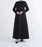 Black Formal Abaya with Tailored Silhouette and Stripe Panel