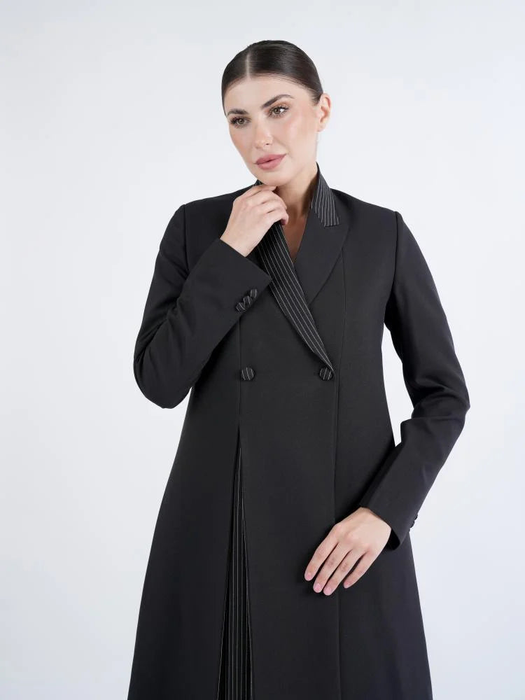 Black Blazer Abaya with Rear Opening