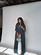 Flared cut with a collar Abaya - Green