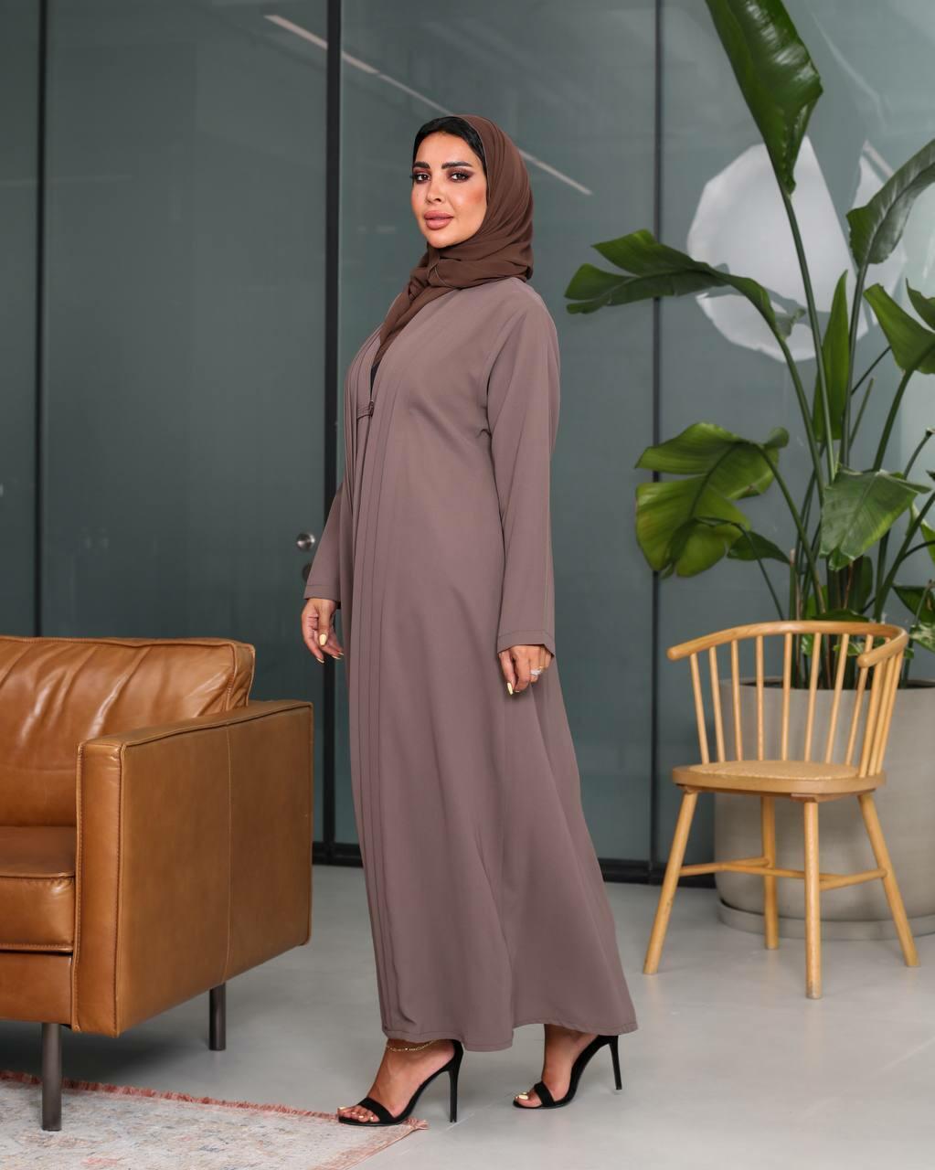 Mauve Crepe Abaya with Button in Front