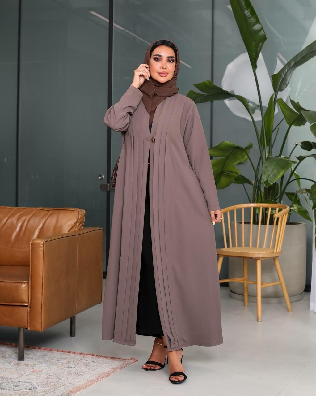 Mauve Crepe Abaya with Button in Front