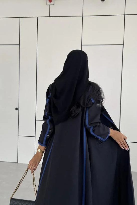 Black with Blue Blazer Abaya