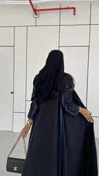 Black with Blue Blazer Abaya