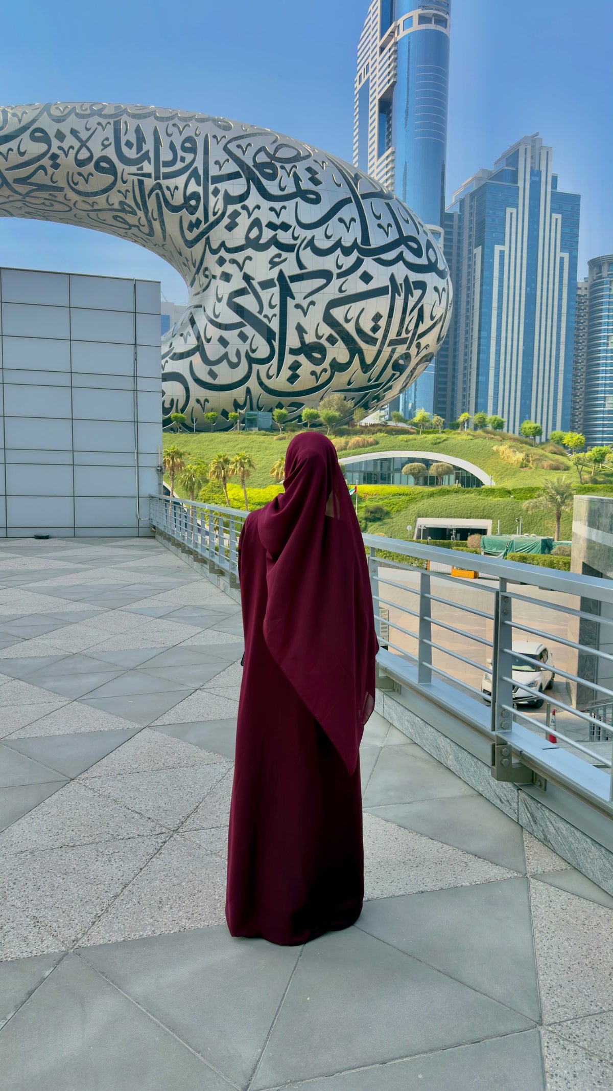 Burgundy Abaya with shaila