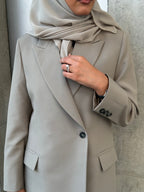 Lined crepe abaya, blazer cut -Grey