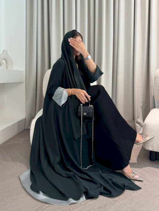 Black with Grey Abaya