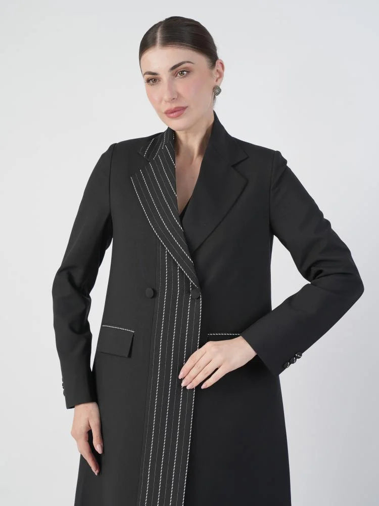 Black Blazer Abaya with Rear Opening