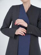 Modern Colour Block Pinstripe Designer Abaya