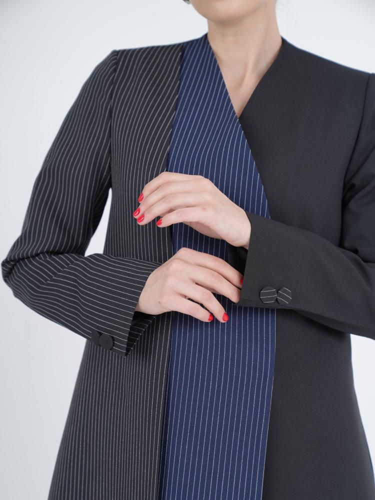 Modern Colour Block Pinstripe Designer Abaya