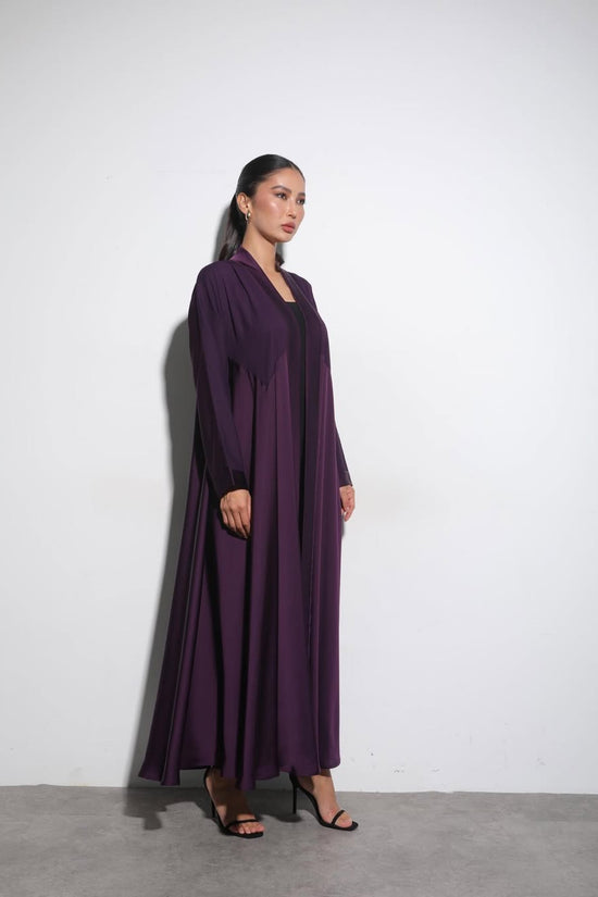 Satin Deep Violet Crochet Abaya