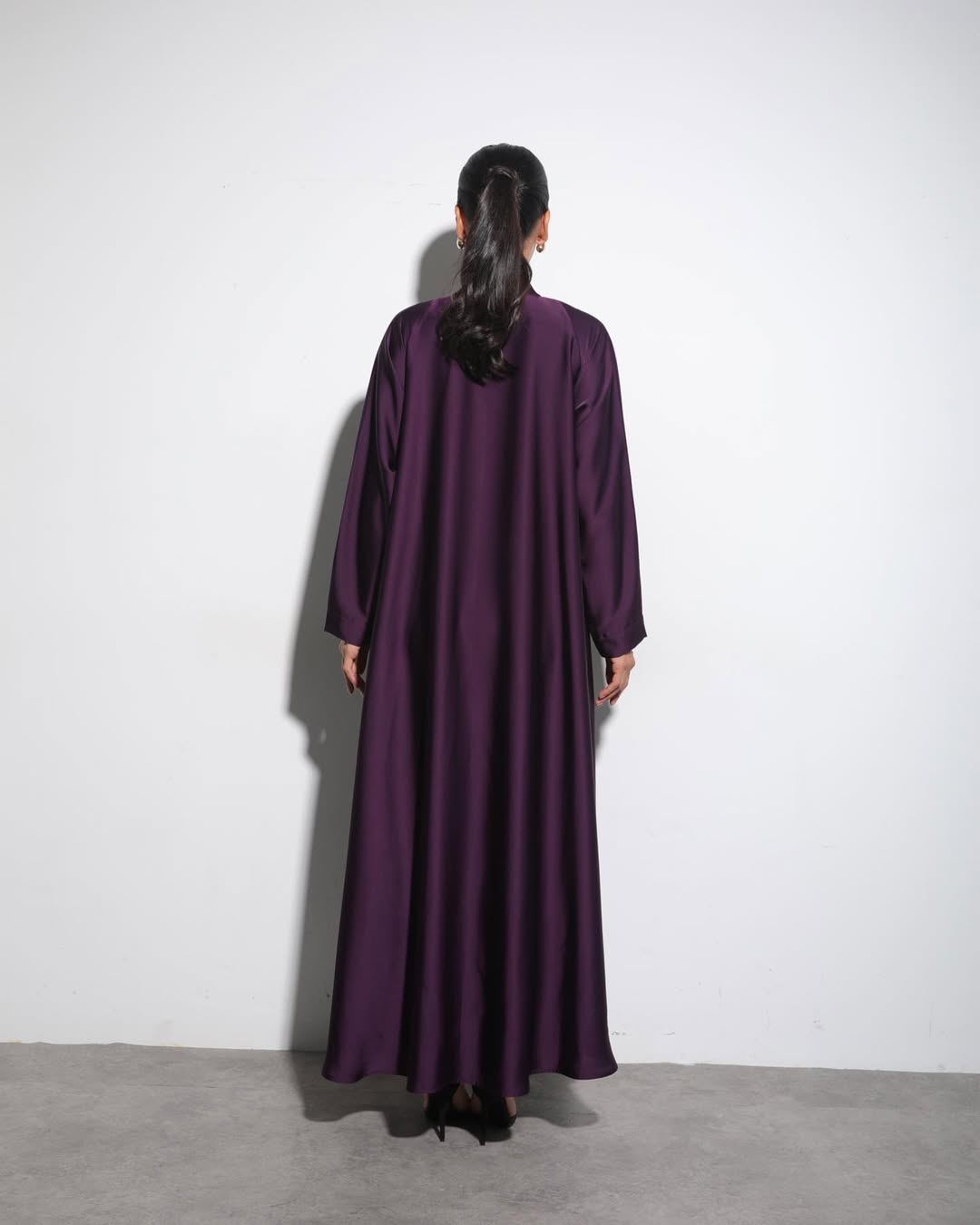 Satin Deep Violet Crochet Abaya