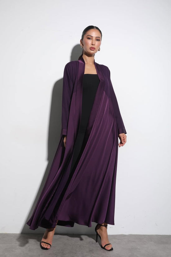 Satin Deep Violet Crochet Abaya