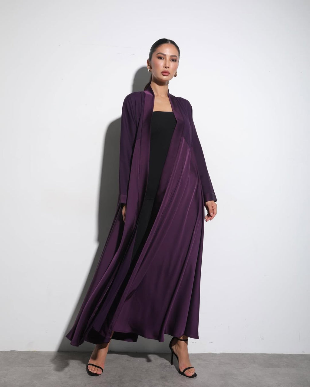 Satin Deep Violet Crochet Abaya