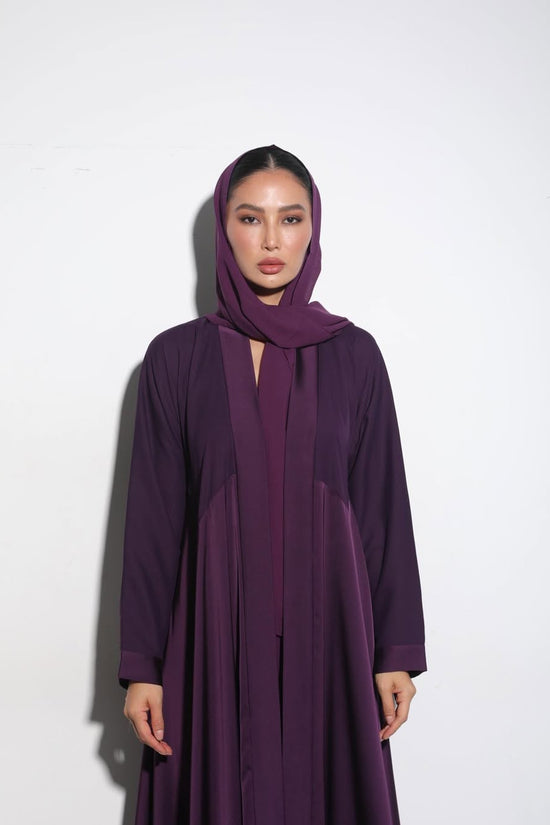 Satin Deep Violet Crochet Abaya