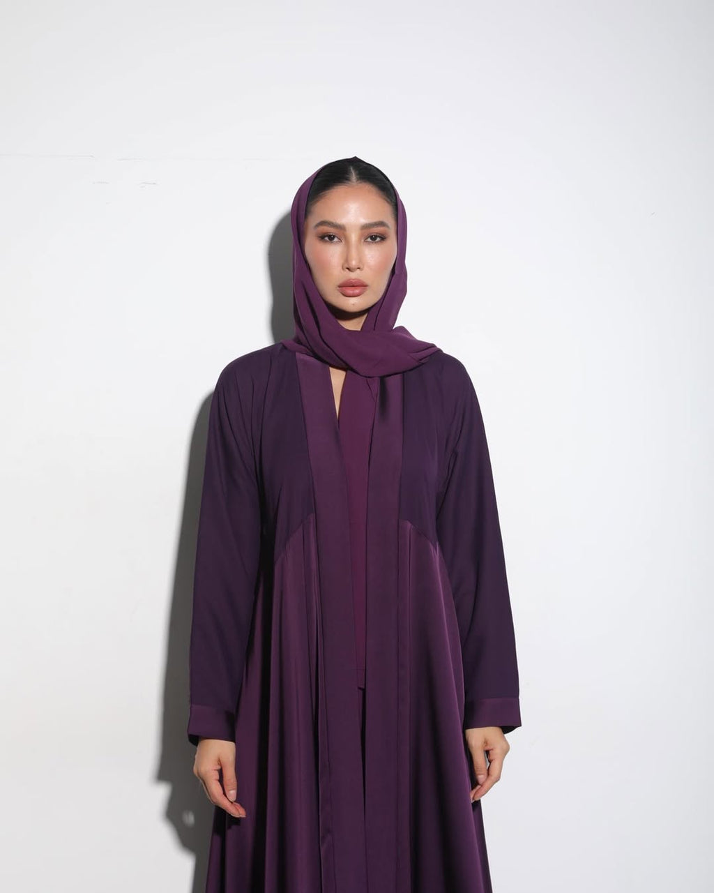 Satin Deep Violet Crochet Abaya