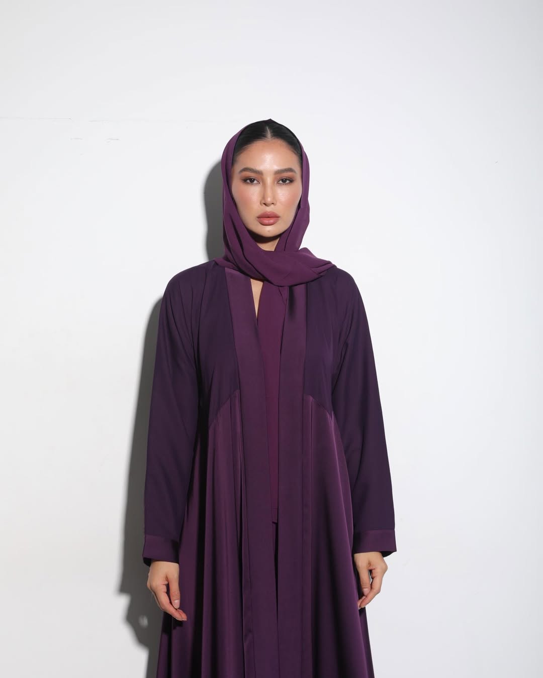 Satin Deep Violet Crochet Abaya